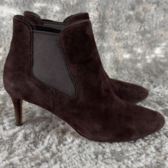 Cole Haan Womens Size 6.5B Suede Ankle Boots Stiletto Heels Brown Pull On - Picture 4 of 11